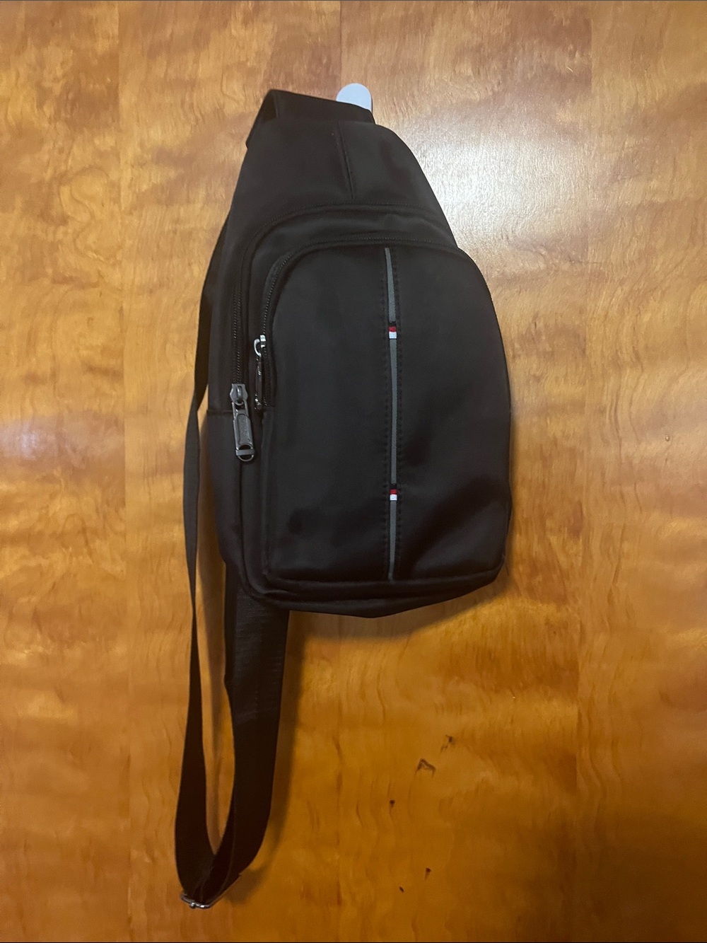 Black Westend Crossbody Sling Bag with Stripe Accent